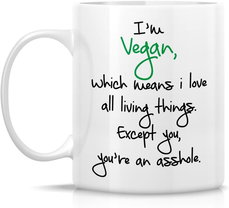 Vegan Love Mug - 11 oz Ceramic Funny Coffee Cup