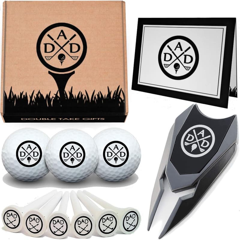 Golf Gift Set: Engraved Divot Tool, Custom Balls & Tees