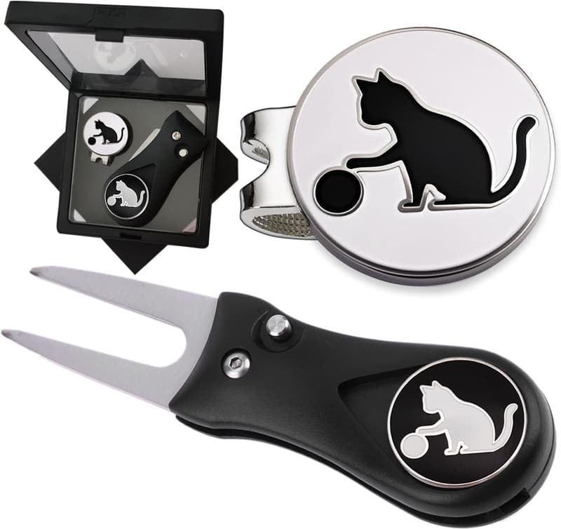 Personalized Cat Logo Golf Ball Markers with Magnetic Hat Clip