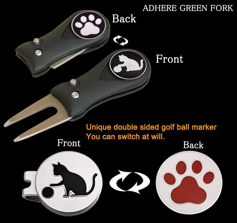 Personalized Cat Logo Golf Ball Markers with Magnetic Hat Clip