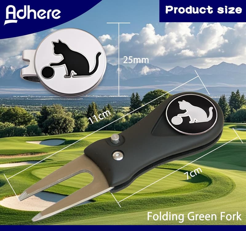 Personalized Cat Logo Golf Ball Markers with Magnetic Hat Clip