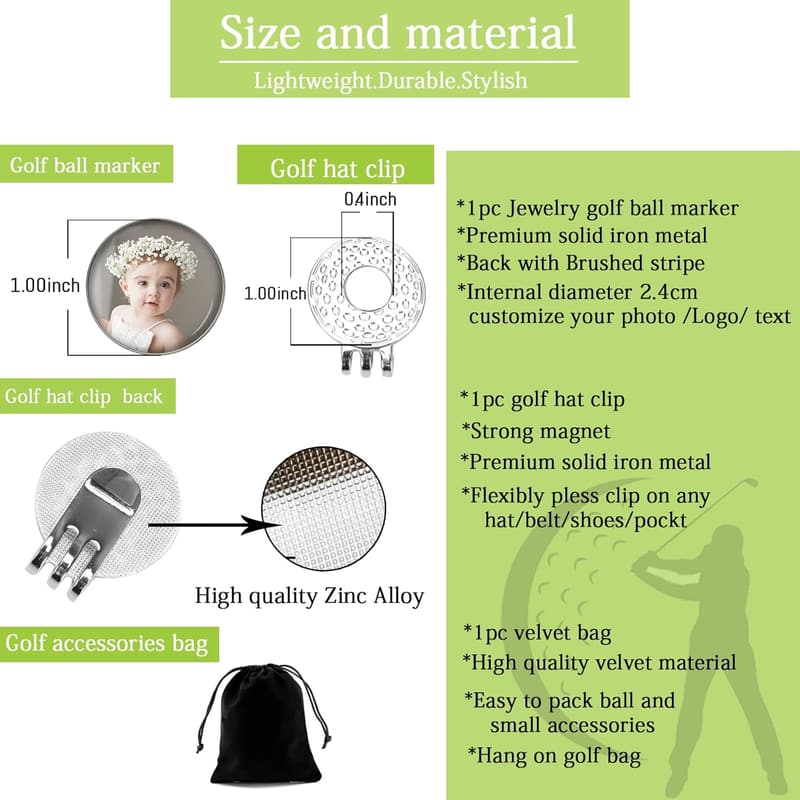 Personalized Golf Ball Marker & Magnetic Hat Clip Set for Him