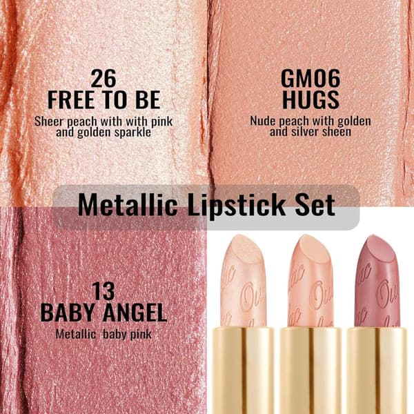 Vegan Lipstick Set - 3 High-Impact Moisturizing Shades for Women