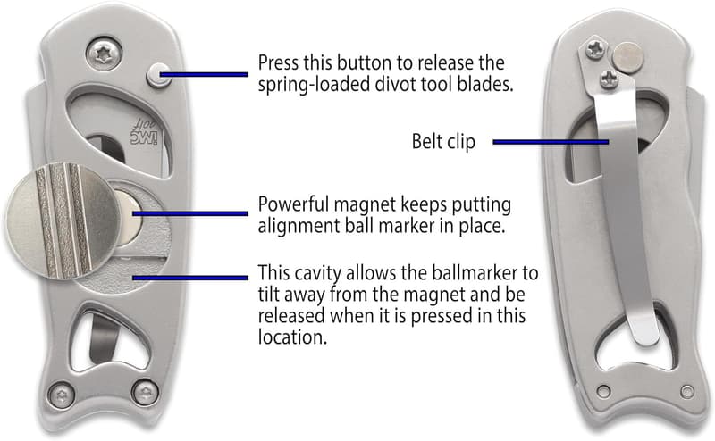 Stainless Steel Golf Divot Repair Tool with Ball Markers