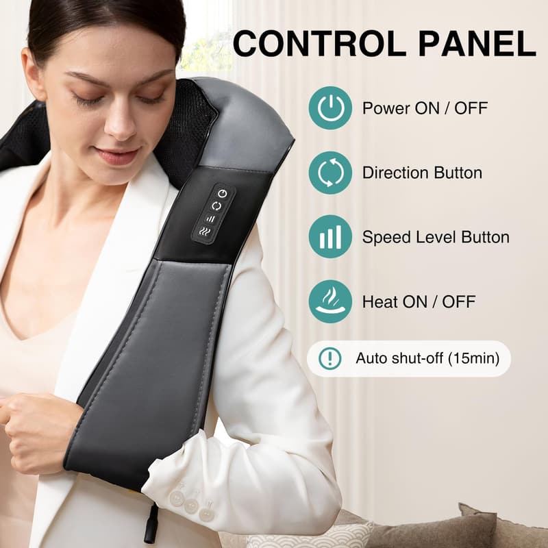 Electric Shiatsu Neck and Back Massager with Soothing Heat