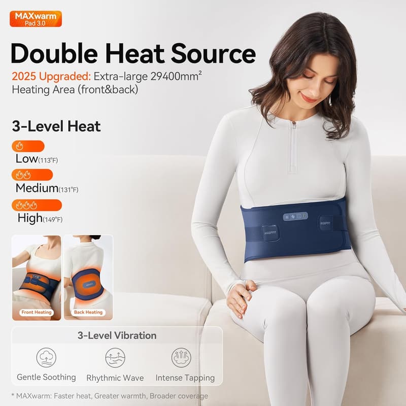 Cordless Heating Pad with Massager for Pain Relief