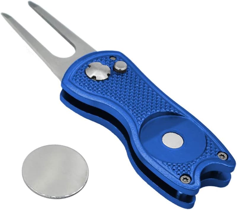 Portable Golf Divot Repair Tool with Magnetic Ball Marker