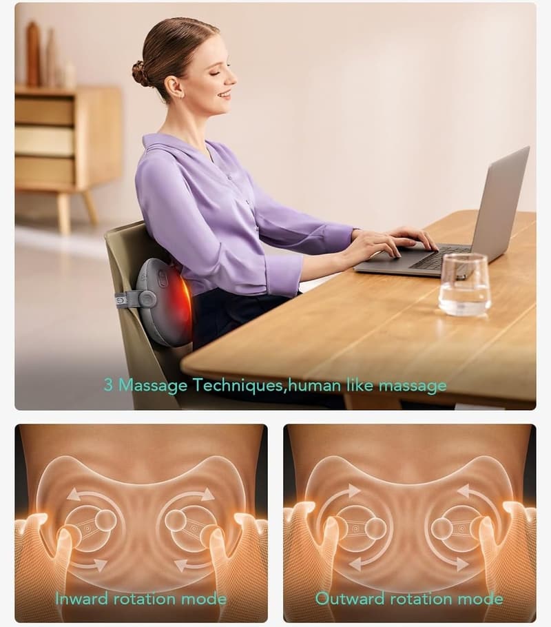 Fathers Day 4D Cordless Shiatsu Back Massager with Heat