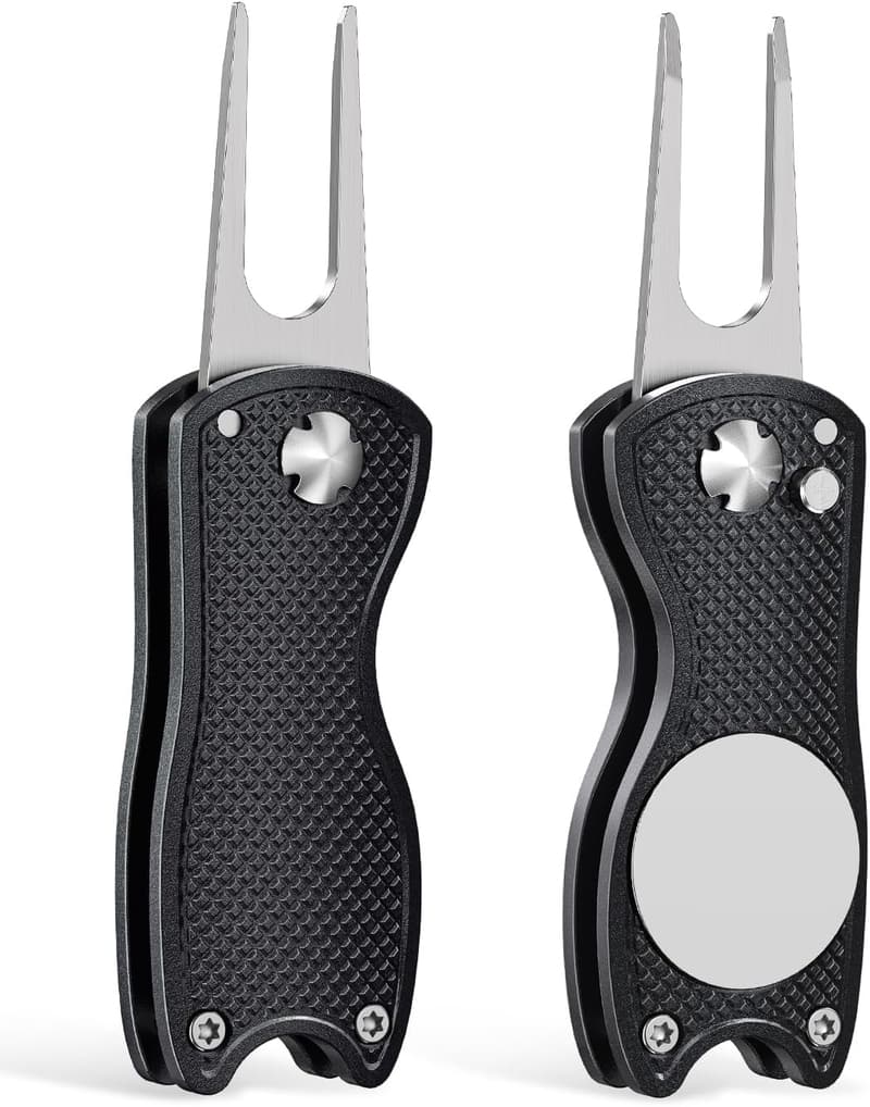 Foldable Metal Golf Divot Repair Tool with Magnetic Marker