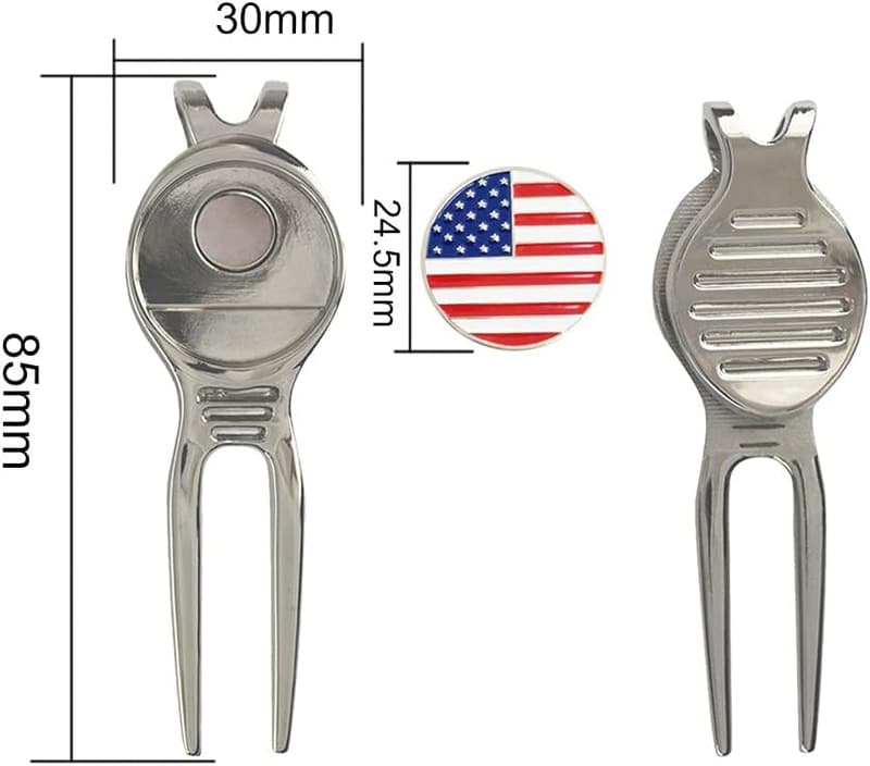 Golf Divot Repair Tool with 24.5mm Ball Marker