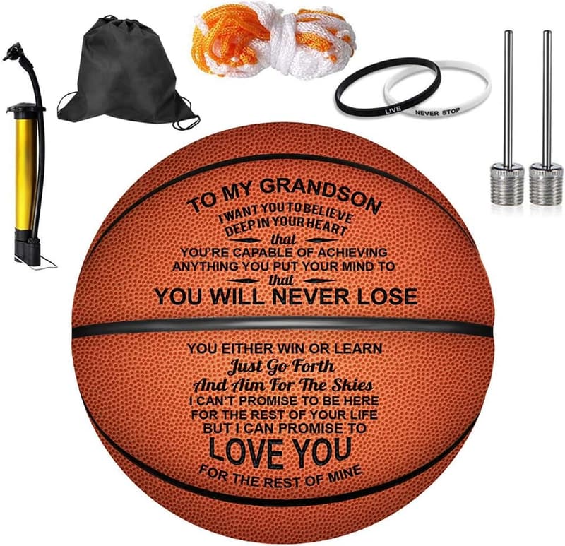 Personalized Leather Basketball for Son/Grandson - Graduation Gift