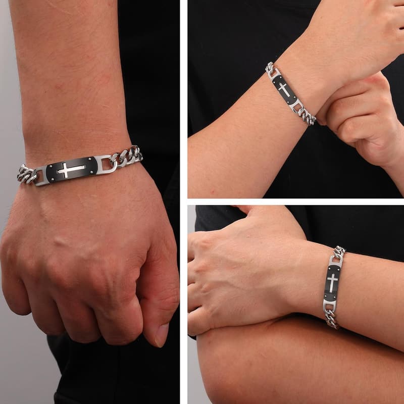 Christian Stainless Steel Cross Bracelet for Teens
