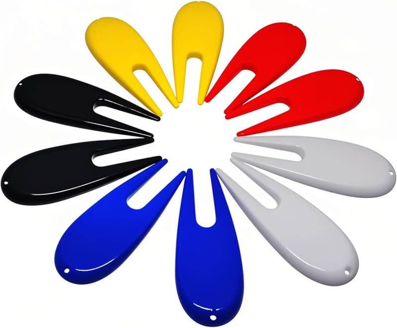 Golf Divot Repair Tools - Plastic Pitchforks (5 Colors)
