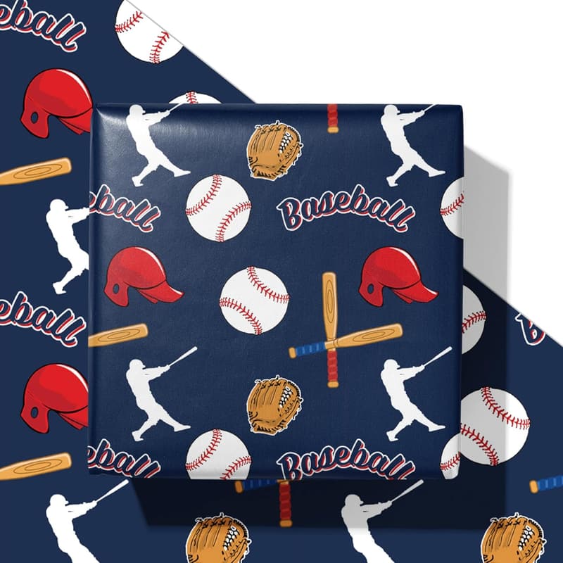 Baseball-Themed Wrapping Paper for Boys' Birthdays & Graduations