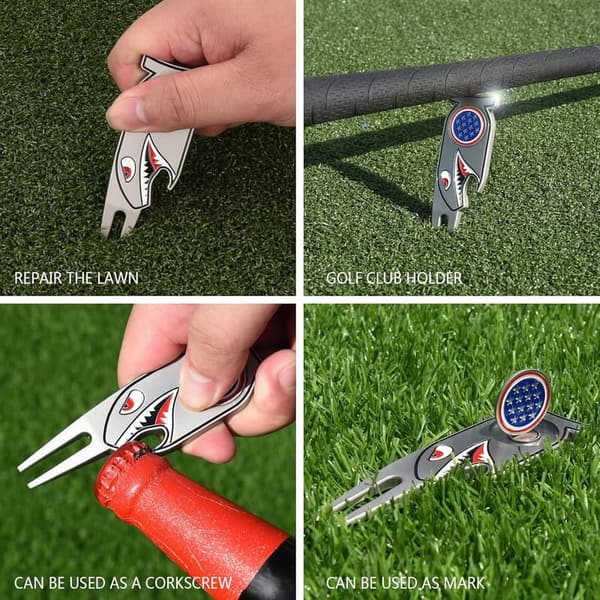 Golf Divot Repair Tool 4-in-1 with Opener & Ball Marker