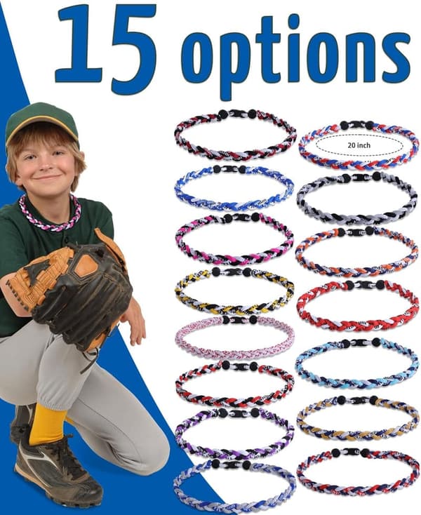 Sporty Baseball Necklace with Three-Color Braided Rope