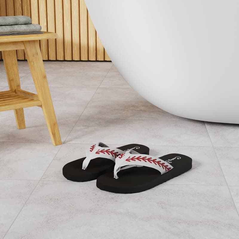 Baseball Mom Embroidered Flip Flops for Women