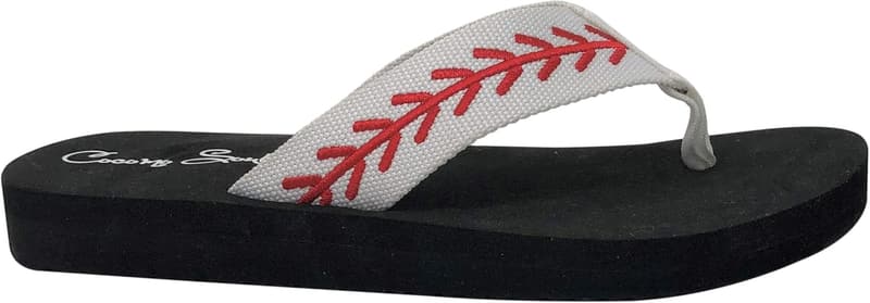 Baseball Mom Embroidered Flip Flops for Women