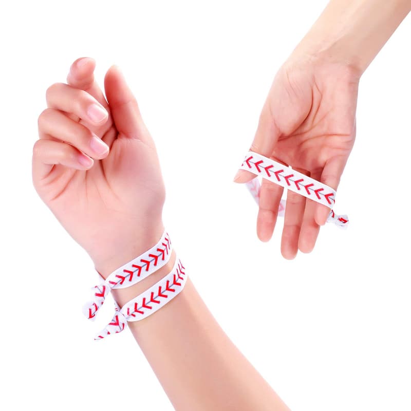 Baseball Hair Ties Set for Girls - No Crease Elastics (12 Pieces)
