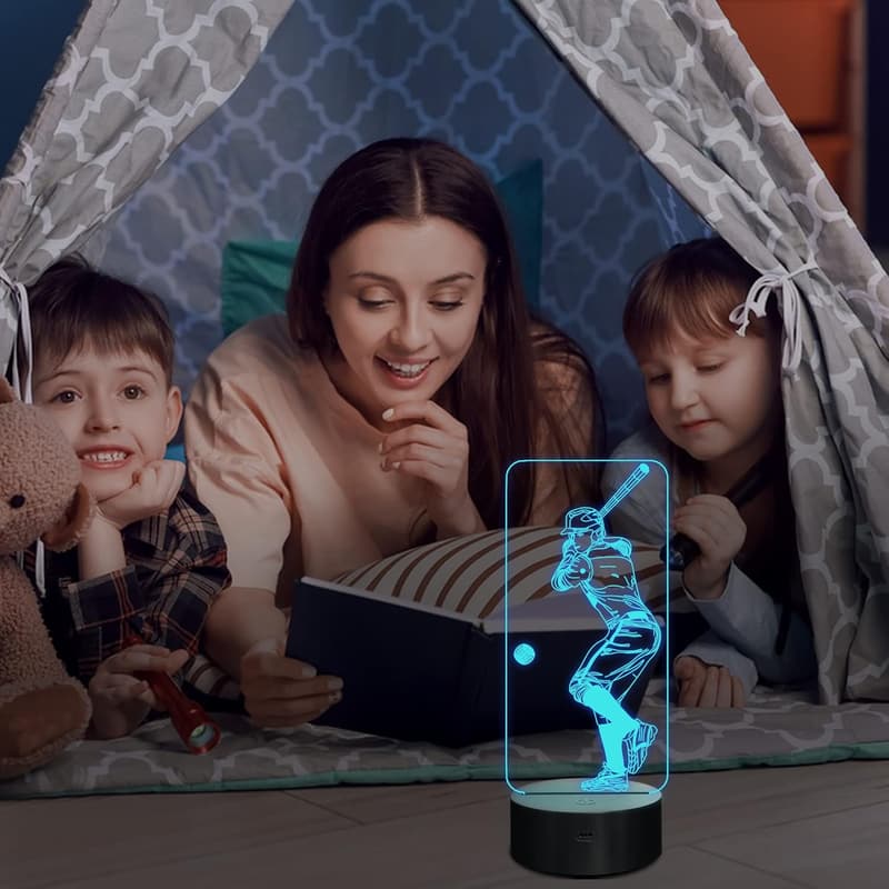 Kids 3D Baseball Night Light with Remote & 16 Colors - Birthday Gift