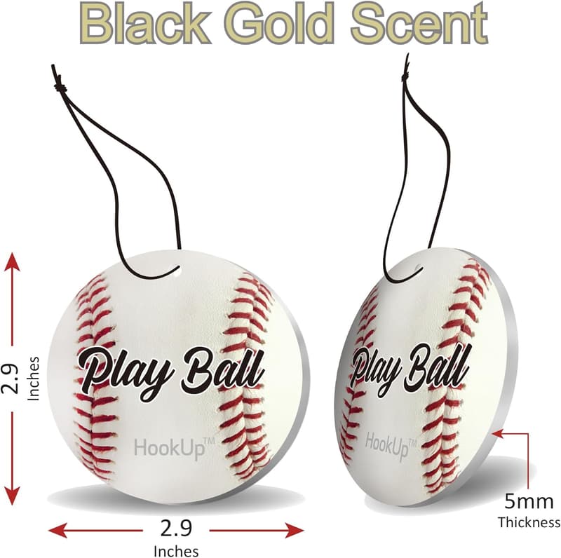 Baseball Air Freshener 2-Pack - Extra Strong Black Gold Scent