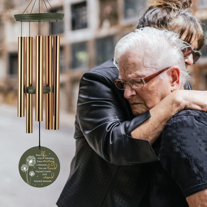 Sympathy Memorial Wind Chimes with Customized Name and Date