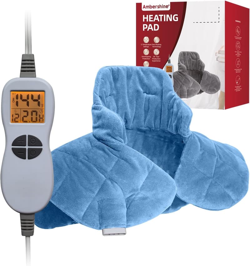 Weighted Neck & Shoulder Heating Pad for Pain Relief - 12 Settings