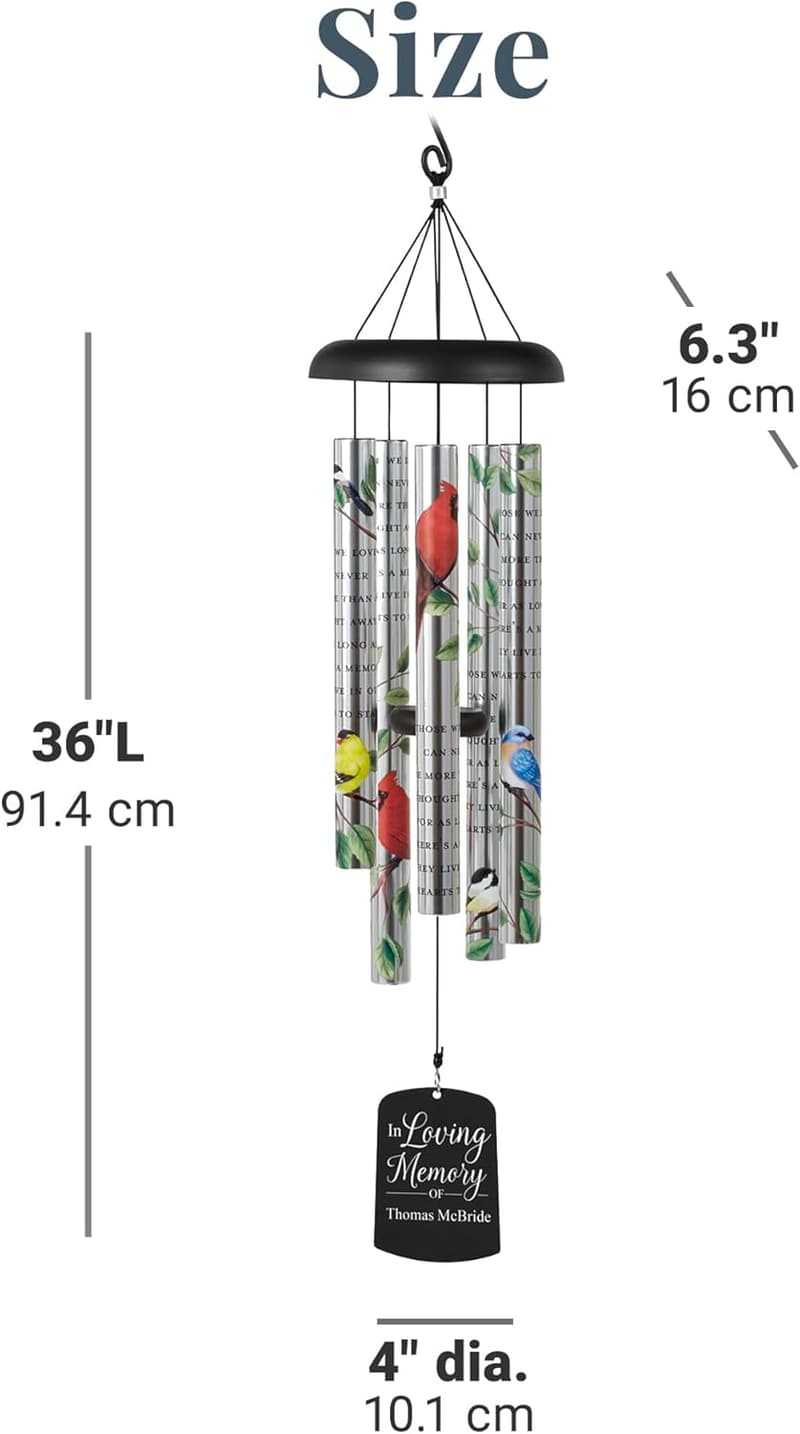 Personalized Memorial Wind Chime - Engraved Tribute for Sympathy