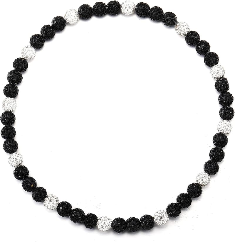 Baseball Necklace for Men with Beaded Chain & Rhinestones