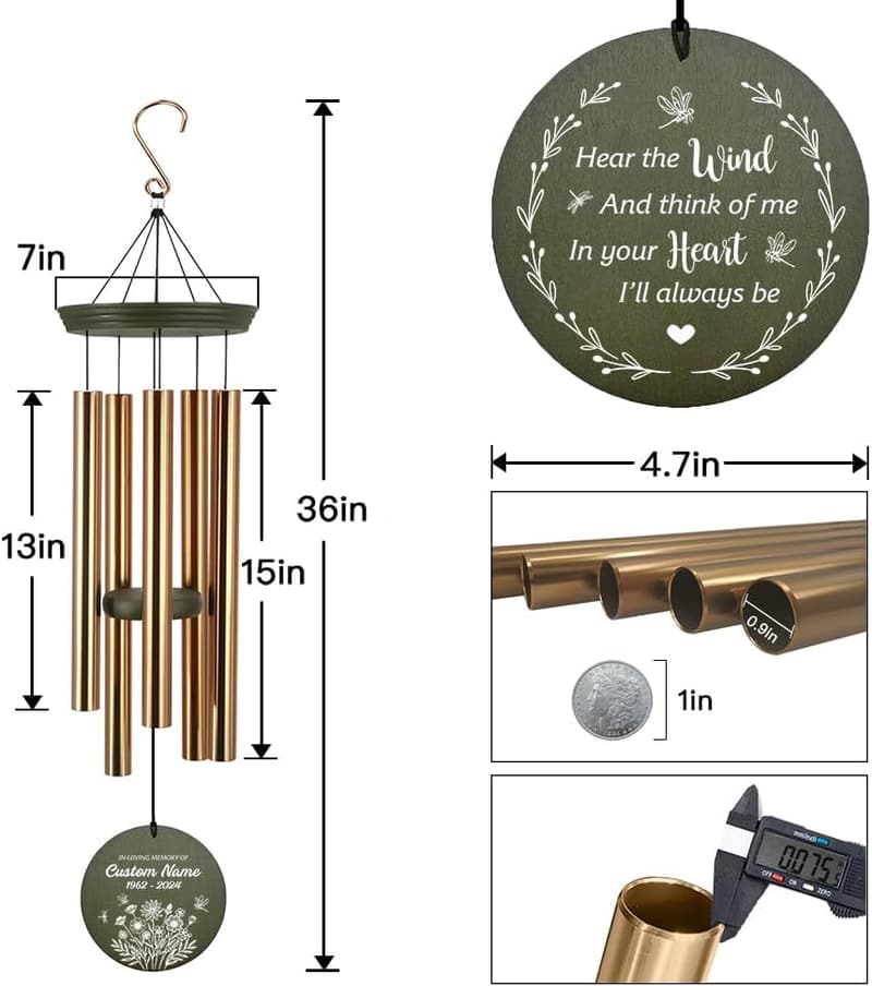 Sympathy Wind Chime for Loss of Loved One - Personalized Gift