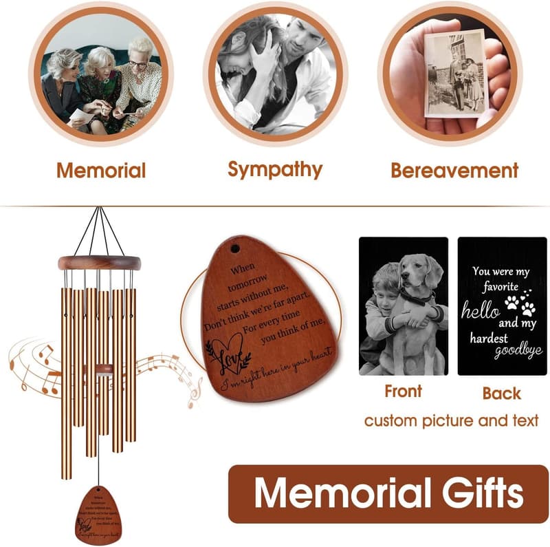 Memorial Wind Chimes - Personalized Engraved Sympathy Gift