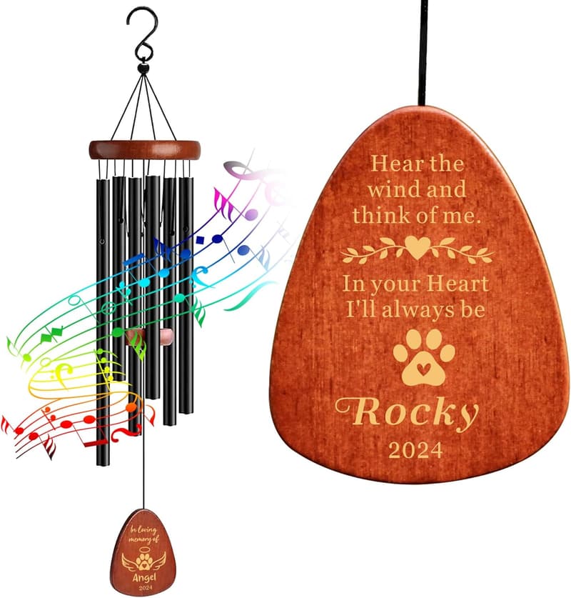 Dog Memorial Wind Chimes - Personalized Sympathy Gift (25.5