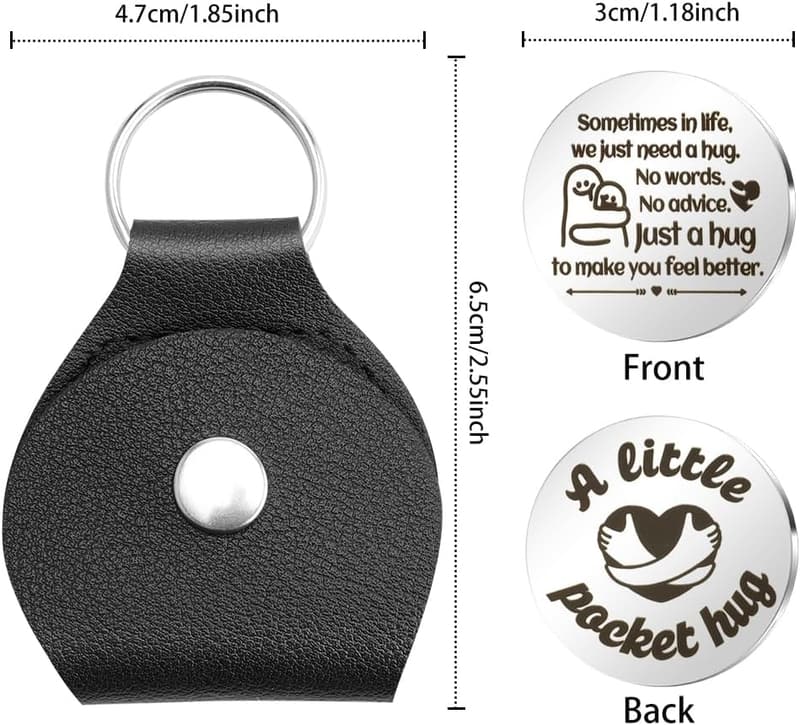 Valentine's Day Keychain Pocket Hug Token in Leather
