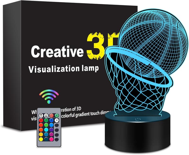 Basketball 3D Illusion Night Light with Remote Control for Sports Fans