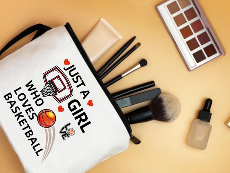 Basketball Makeup Bag for Girls & Teens