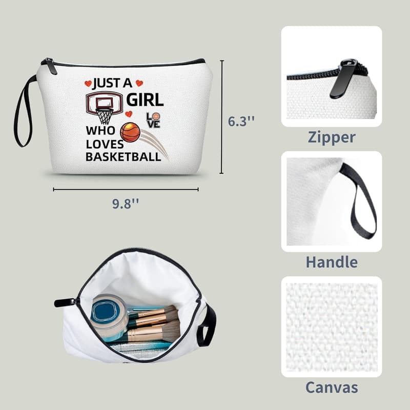 Basketball Makeup Bag for Girls & Teens