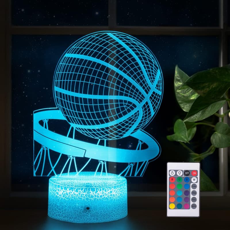 Basketball Night Light - 3D LED Lamp with Remote Control