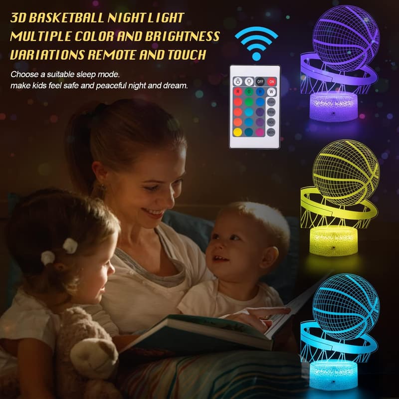Basketball Night Light - 3D LED Lamp with Remote Control