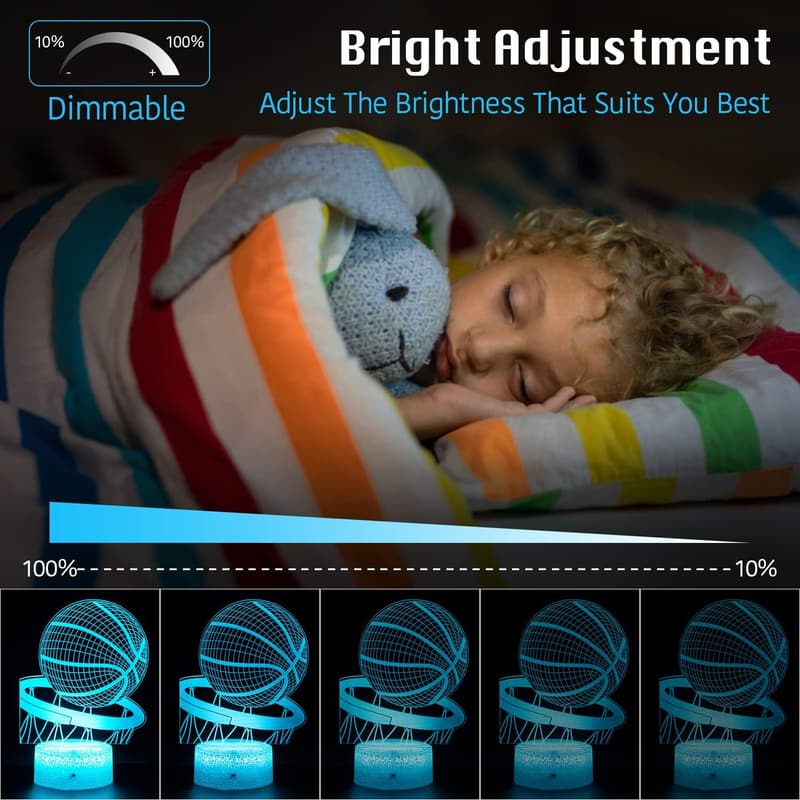 Basketball Night Light - 3D LED Lamp with Remote Control