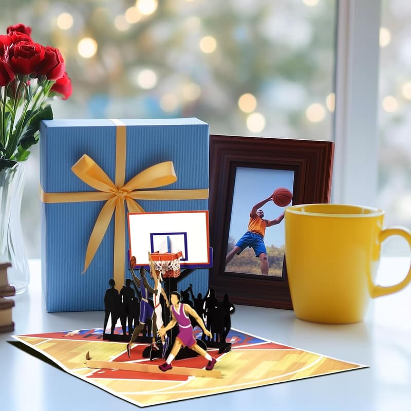Basketball Pop-Up Card - Unique Gift for Sports Fans