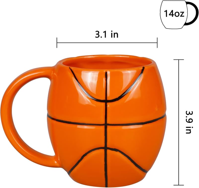 Basketball Mug - 14 oz Ceramic Novelty Gift for Coaches