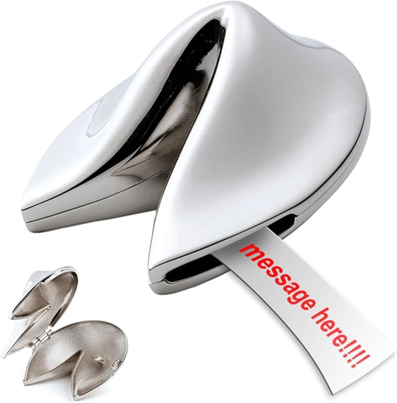 Non-Tarnishing Silver Fortune Cookie Paperweight for Desk Decor