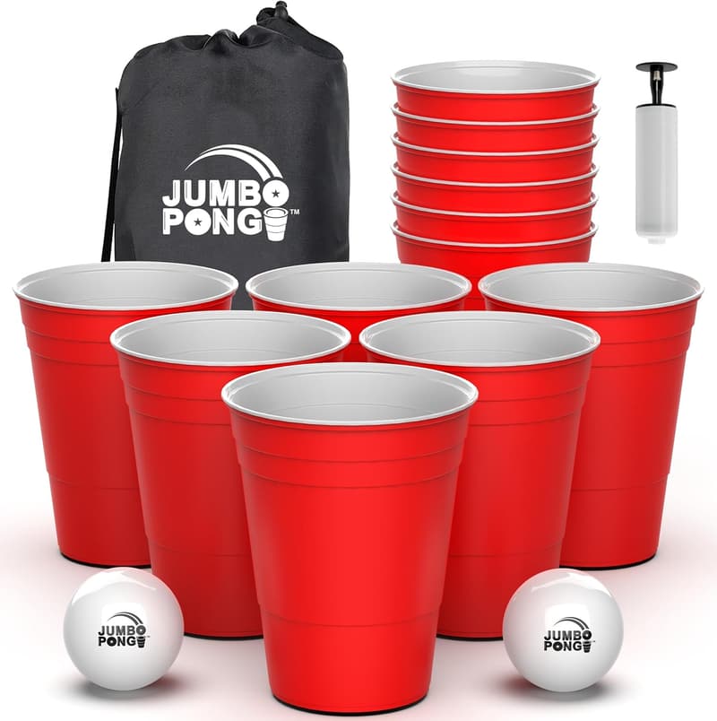Giant Yard Pong Game Set with Cups, Ball & Pump – Outdoor Fun
