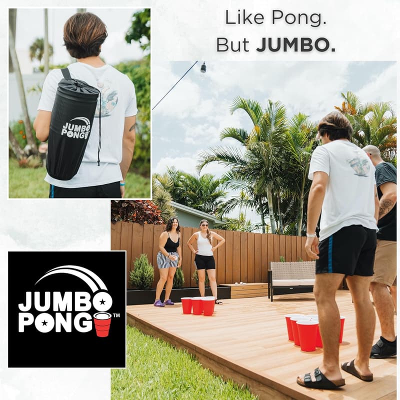 Giant Yard Pong Game Set with Cups, Ball & Pump – Outdoor Fun