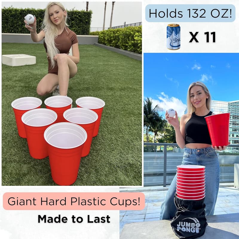Giant Yard Pong Game Set with Cups, Ball & Pump – Outdoor Fun