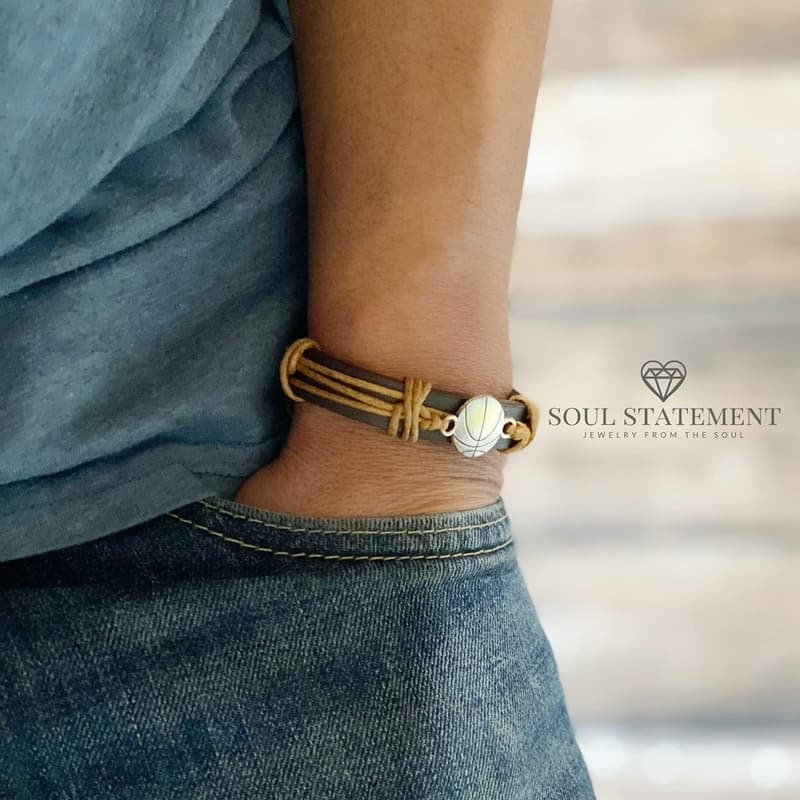 Men's Sports Leather Wrap Bracelet - Adjustable Soccer & Football Charms