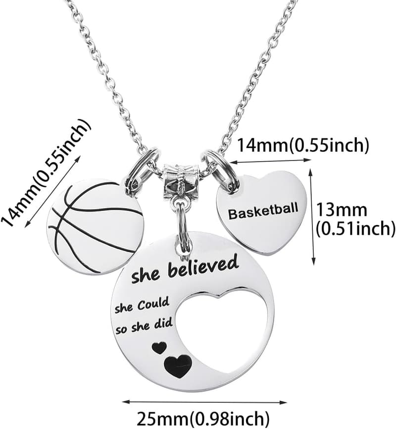 Basketball Necklace for Women - Sports Charm Gift