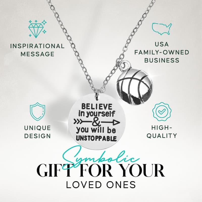 Basketball Necklace for Her - Non-Tarnish Charm Gift