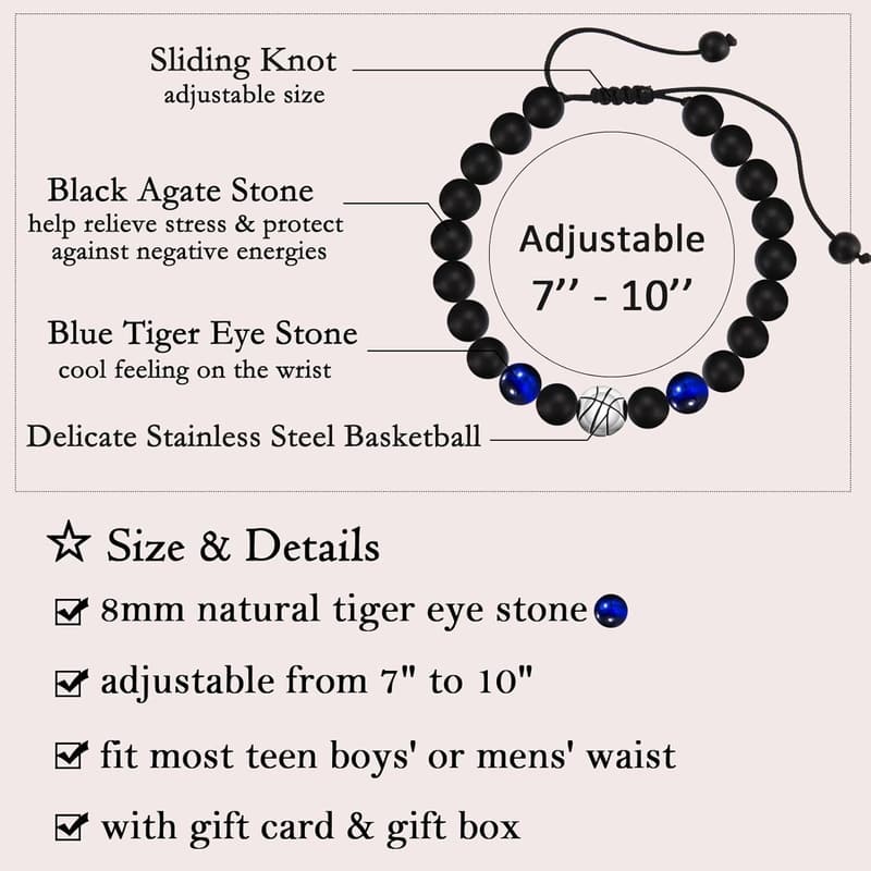 Teen Boy Sports Bracelet Gift with Message Card - Football, Baseball, Basketball, Soccer