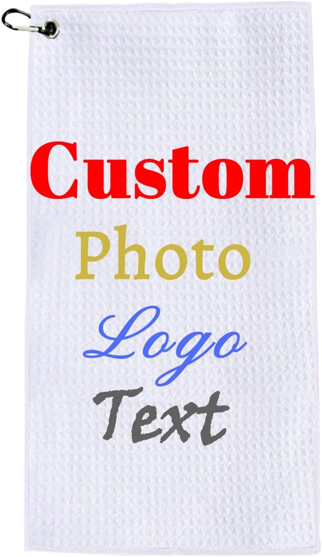 Personalized Large Golf Towel with Clip - Custom Logo & Text